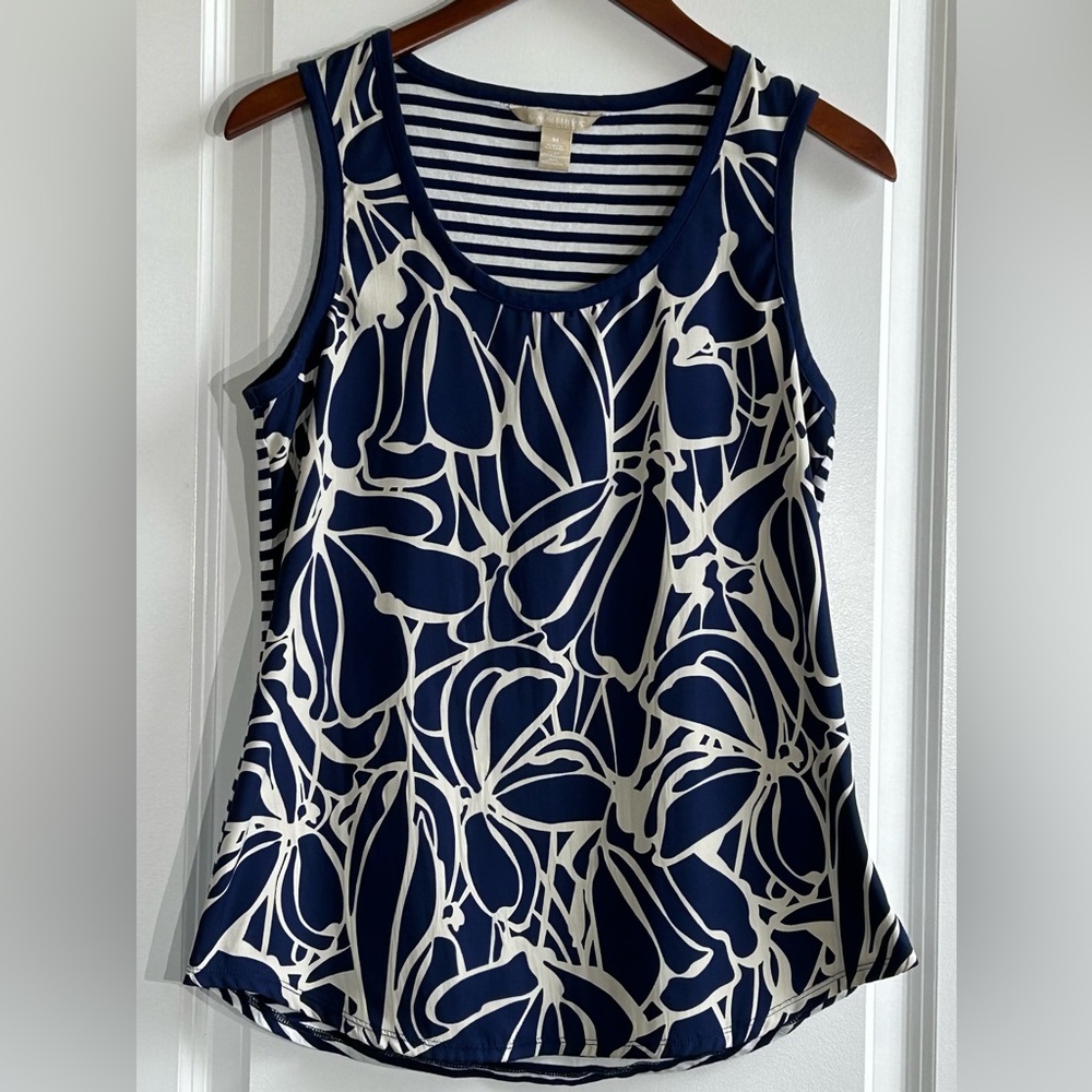 Banana Republic Sleeveless Tank Top, Medium, Blue & White